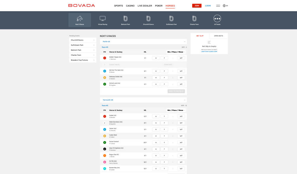 Bovada horse racing betting