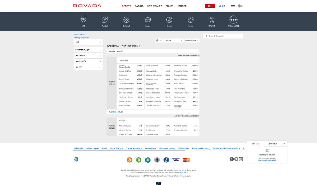 Bovada Offers The Widest Range Of Betting Lines For College Baseball