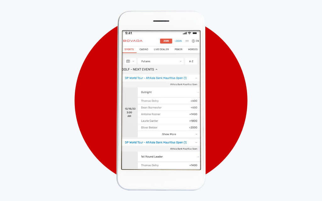 Bovada Golf Betting App