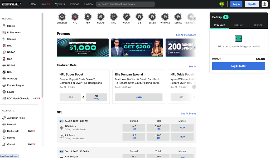 espn betting